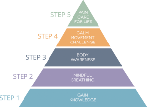 A pyramid of various colored steps leading to step 5